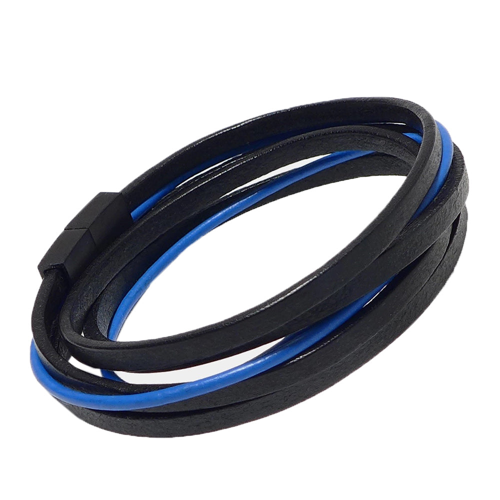 Schwarzes / Blaues Lederarmband ⎪ PG71 ⎪ Starbeit