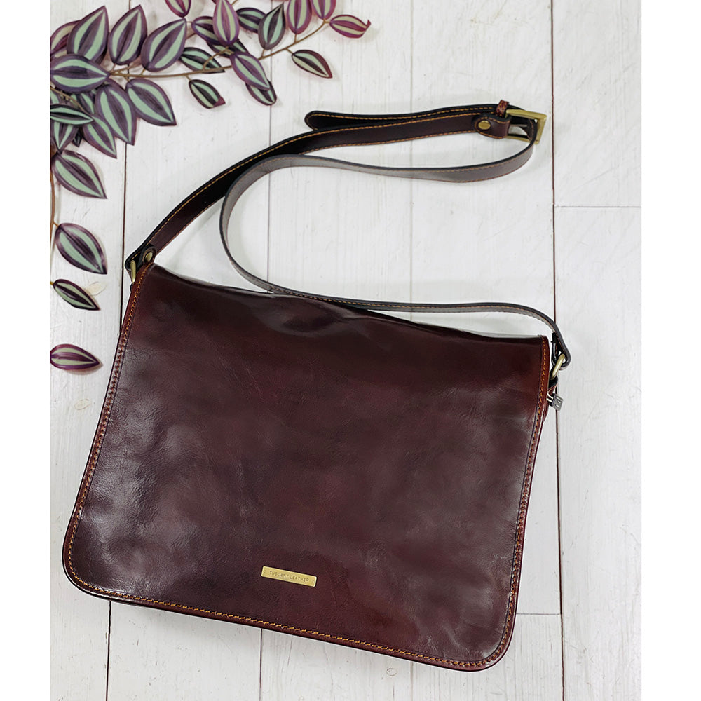Large brown messenger bag⎪Tuscany Leather