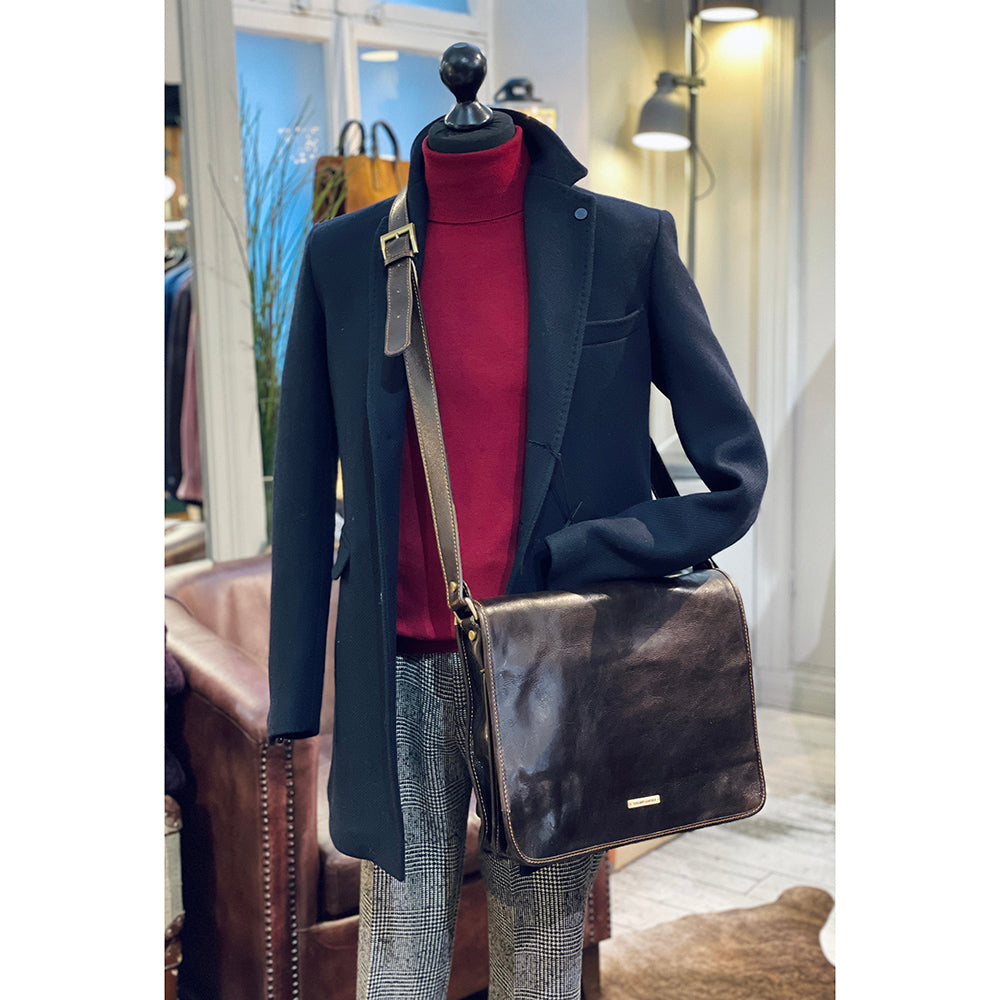 Große dunkelbraune Messenger-Tasche⎪ Tuscany Leather