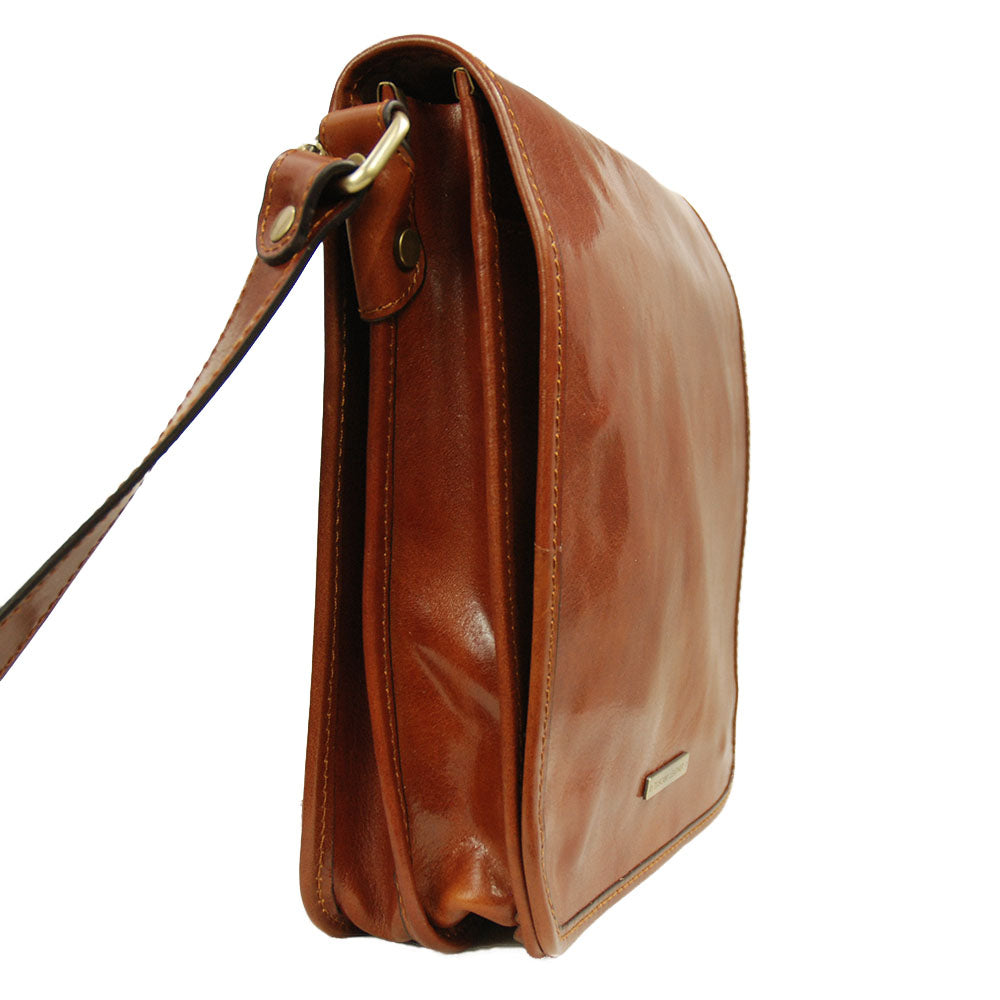 Honungsfärgad messengerläderväska ⎪ Tuscany Leather