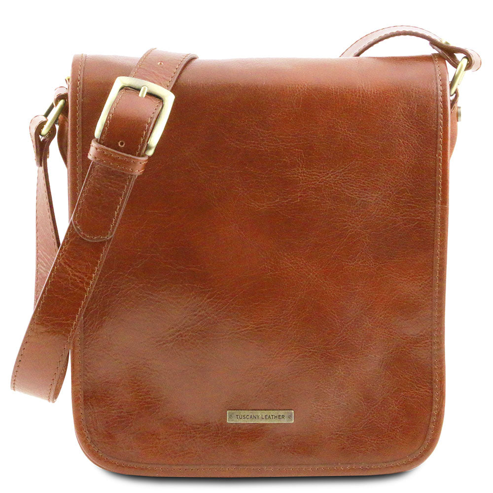 Honungsfärgad messengerläderväska ⎪ Tuscany Leather