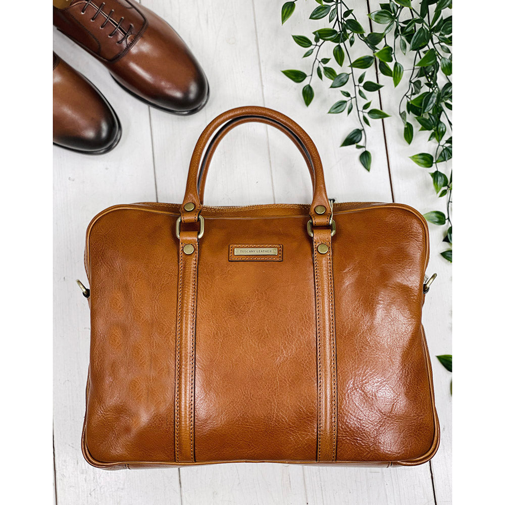Vaaleanruskea nahkasalkku 14" ⎪ Tuscany Leather