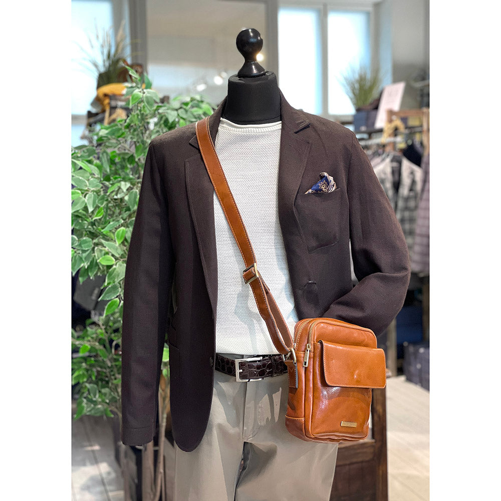 Pieni hunajan värinen messenger nahkalaukku ⎪ Larry ⎪ Tuscany Leather