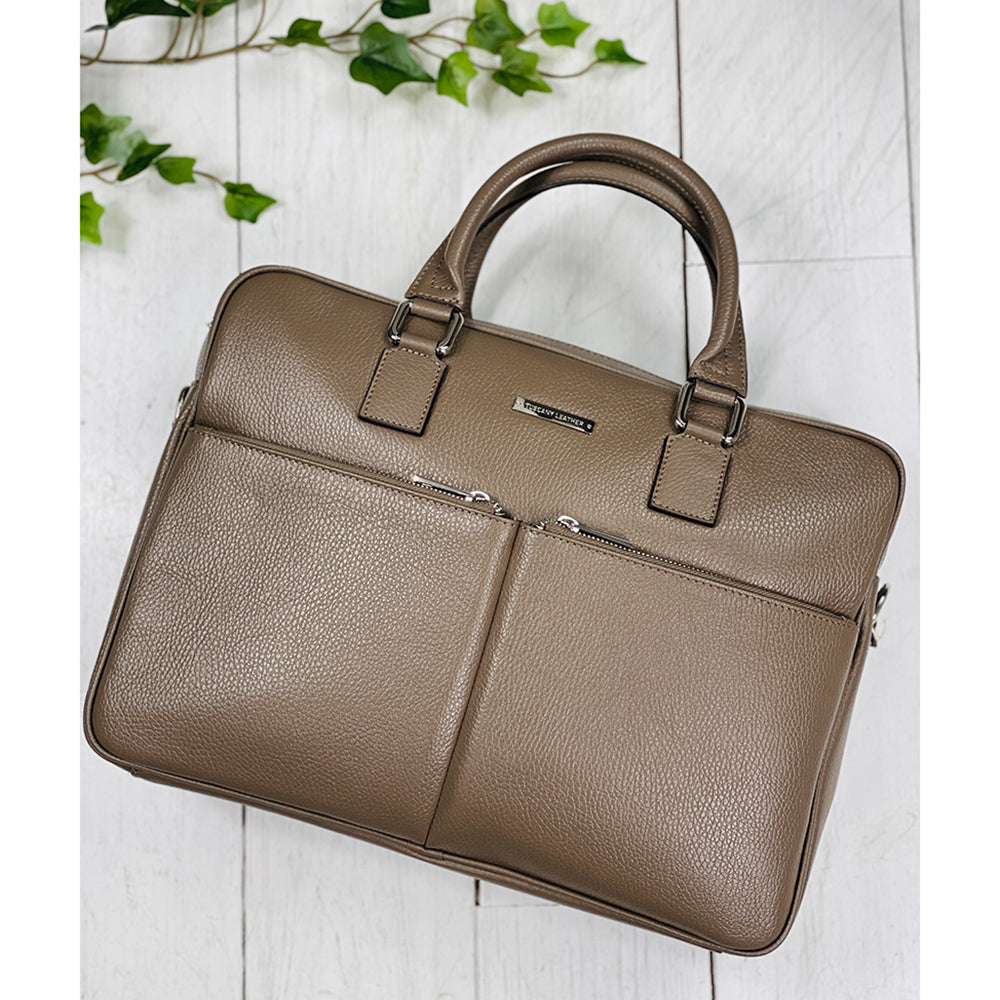 Große dunkelgraue Leder-Aktentasche 17,3" ⎪ Treviso ⎪ Tuscany Leather