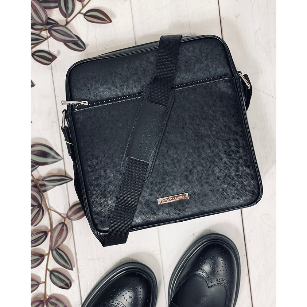 Musta pieni messenger laukku⎪ Luke Saffiano ⎪ Tuscany Leather