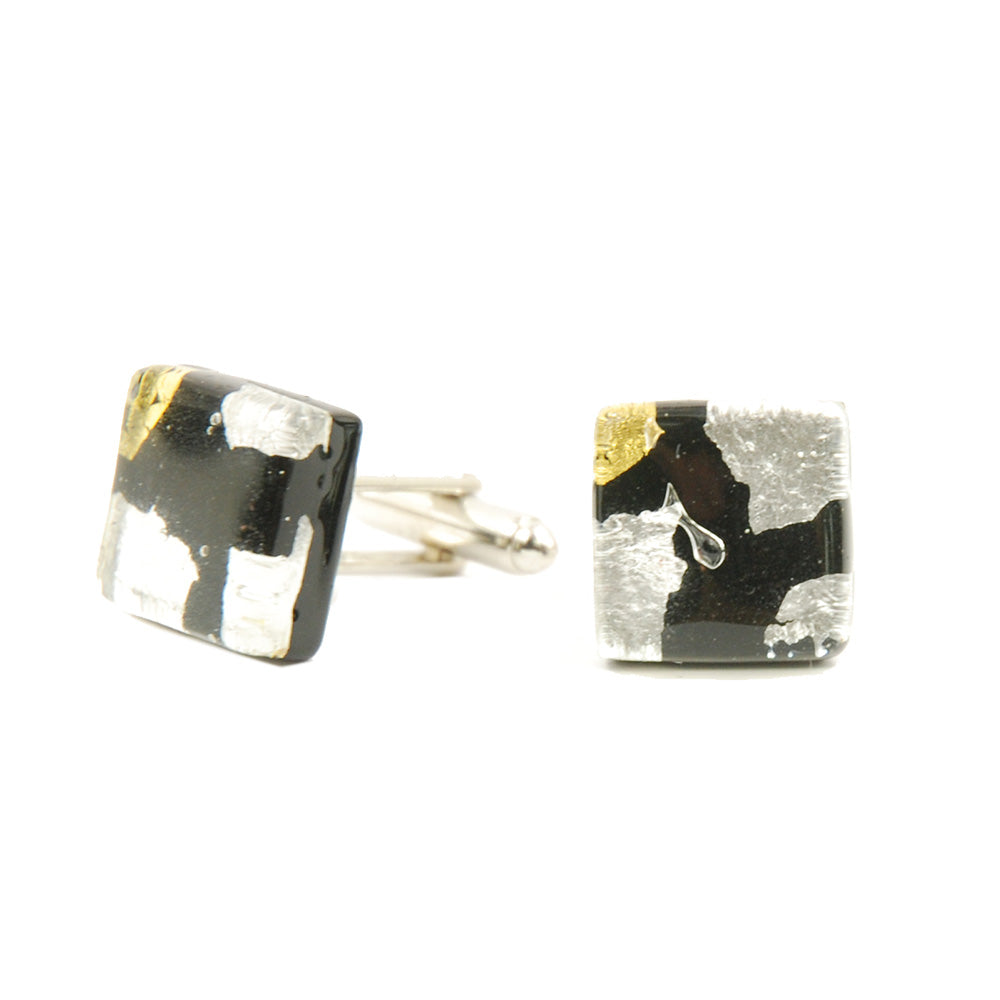 Silver/ Svarta manschettknappar⎪ Tinti Matteo Venice