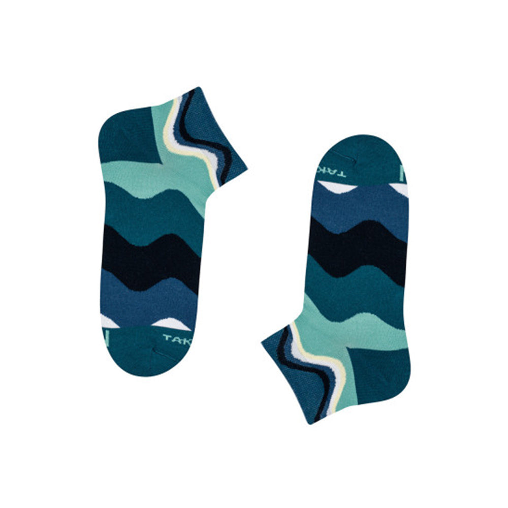 Blue-grey wave pattern ankle socks ⎪ N16M2⎪ Takapara