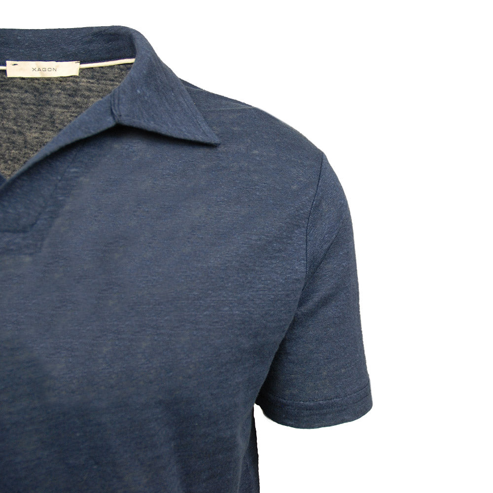 Petrolblaues Leinen-Poloshirt ⎪ Tommaso ⎪ Xagon Man