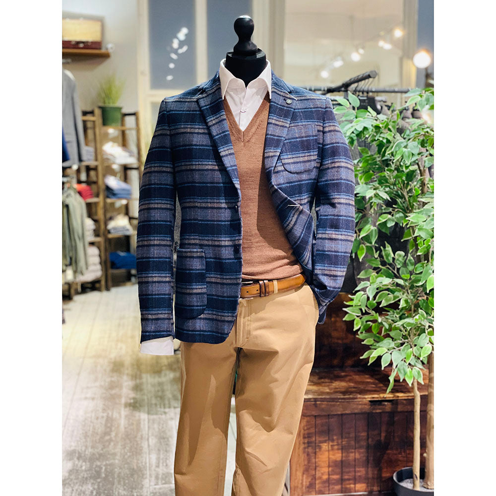 Blue checkered blazer ⎪ Foggia ⎪ Xagon Man
