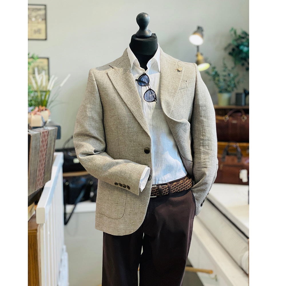 Light brown linen blazer | Teramo | Xagon Man