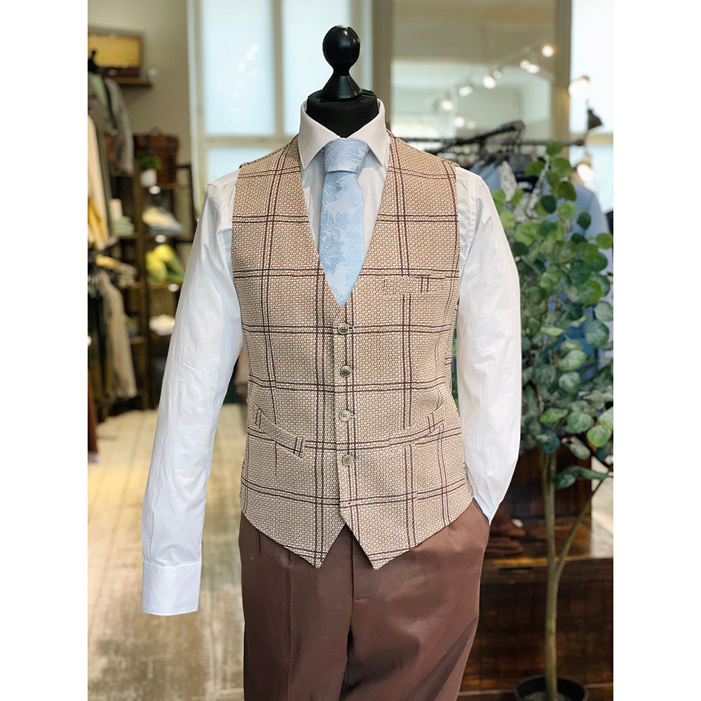 Beige/ Ruskea ruudullinen liivi⎪ Xagon Man