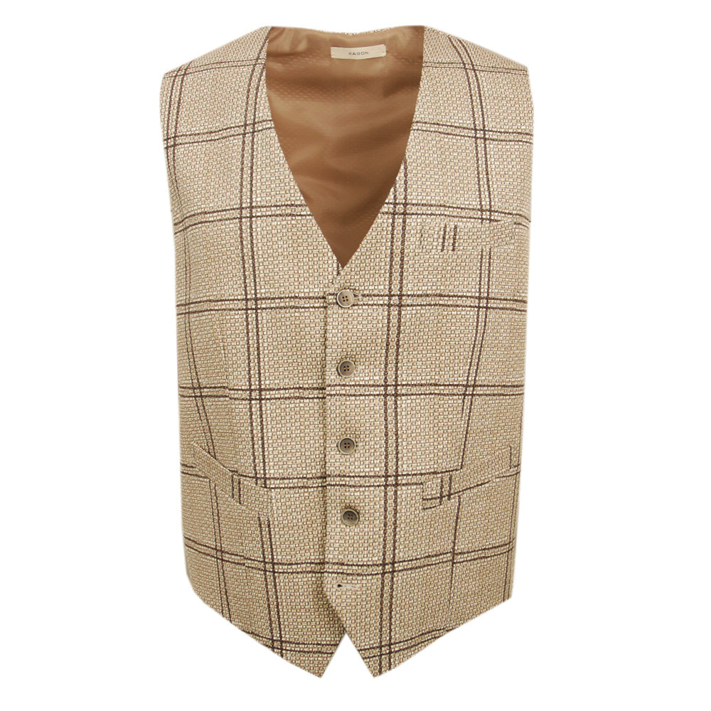 Beige/ Ruskea ruudullinen liivi⎪ Xagon Man