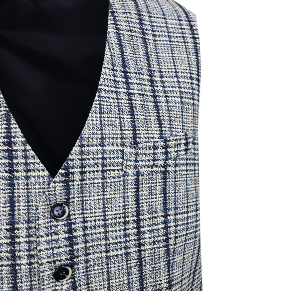 Sininen / Vaaleanharmaa ruudullinen liivi⎪ Savona ⎪ Xagon Man