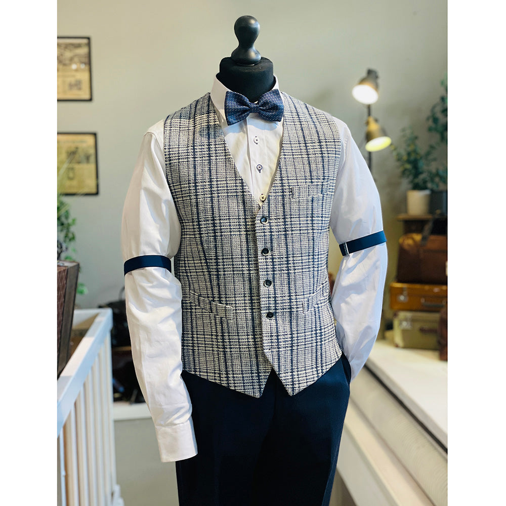 Sininen / Vaaleanharmaa ruudullinen liivi⎪ Savona ⎪ Xagon Man