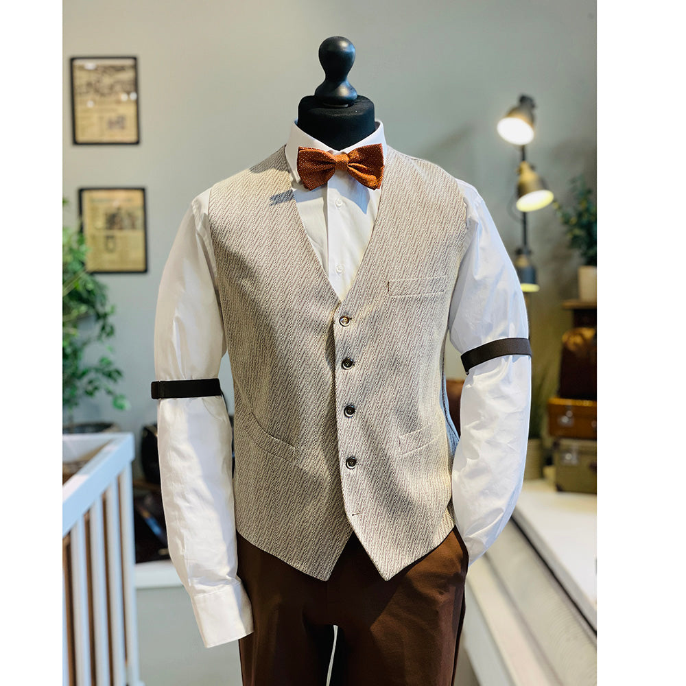 Beige striped waistcoat⎪ Crotone ⎪ Xagon Man