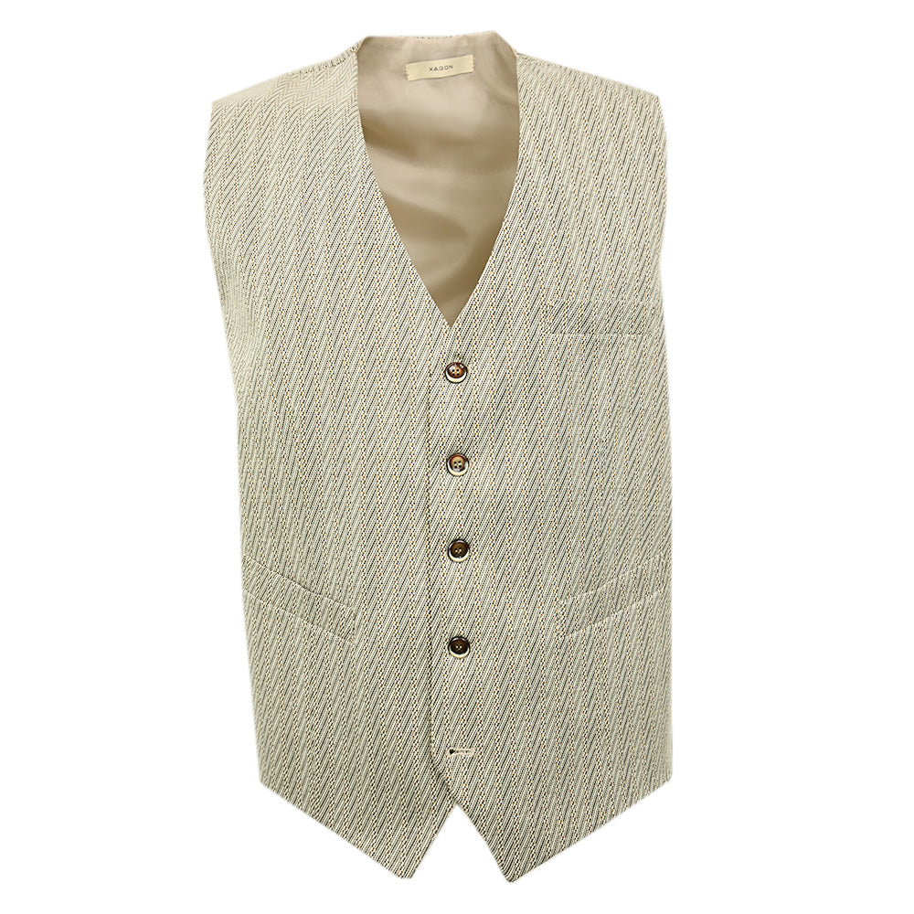 Beige striped waistcoat⎪ Crotone ⎪ Xagon Man