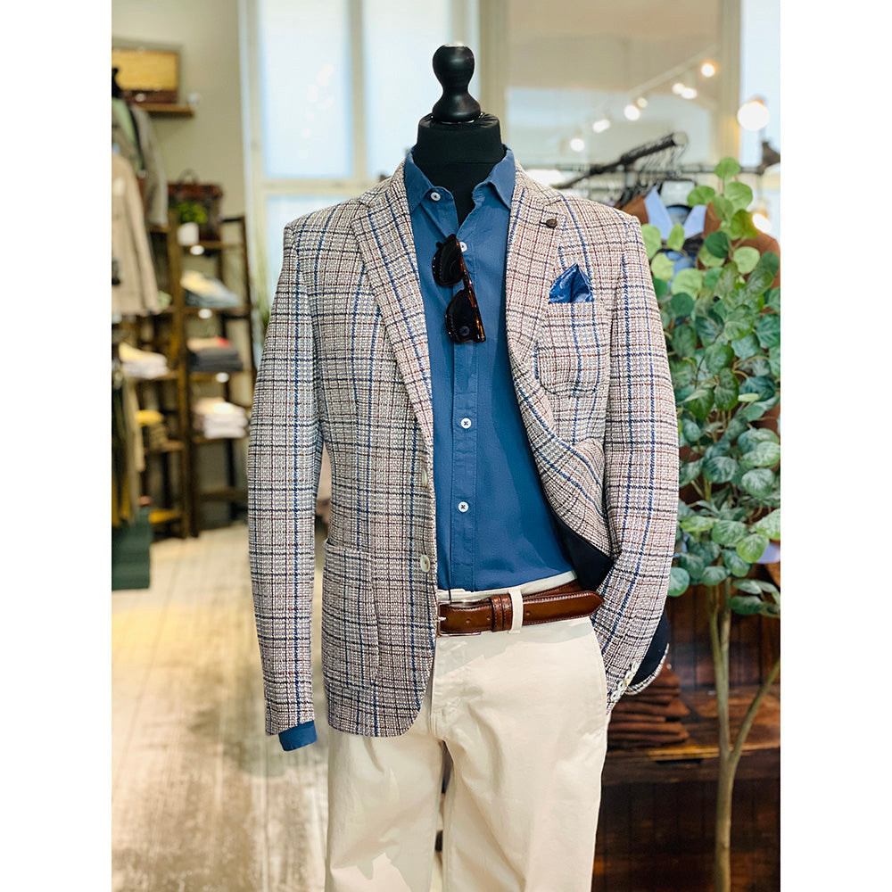 Blauer/Brauner karierter Blazer ⎪ Fermo ⎪ Xagon Man