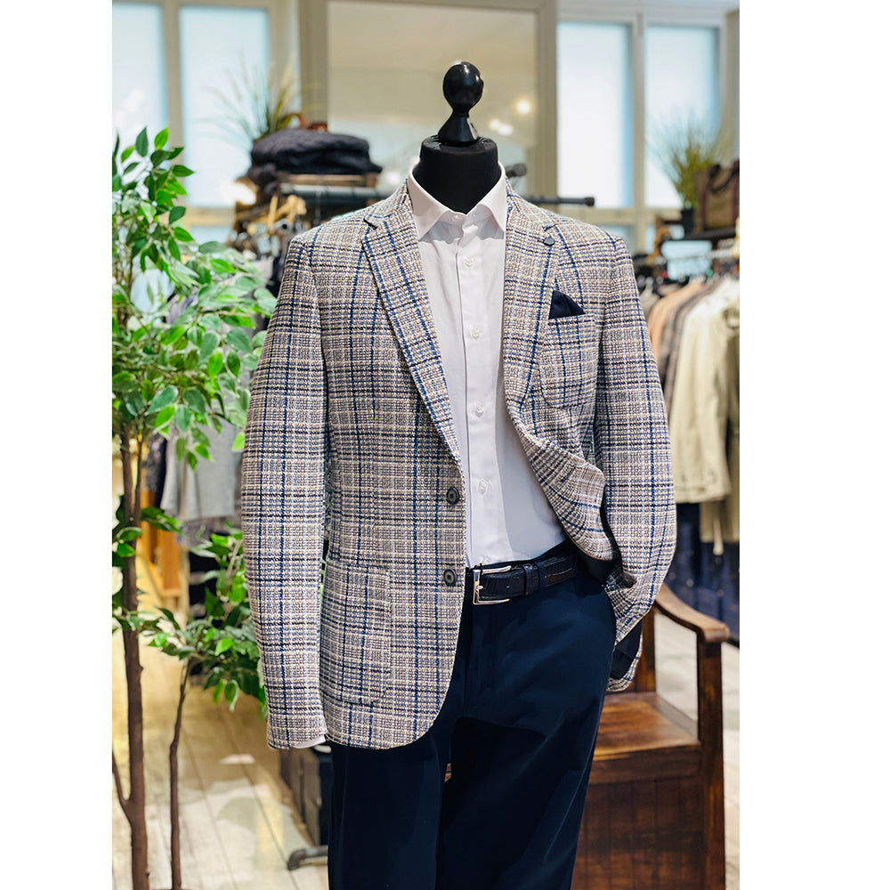 Hellblauer karierter Blazer ⎪ Fermo ⎪ Xagon Man