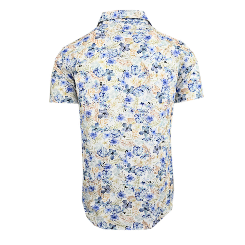 Kurzärmliges, floral gemustertes Hemd mit Kragen ⎪ Soft Stretch ⎪ Y.S. Original