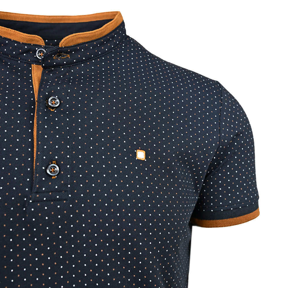 Dunkelblaues Pikee-Poloshirt mit Stehkragen ⎪ Double Dots ⎪ Y.S. Original