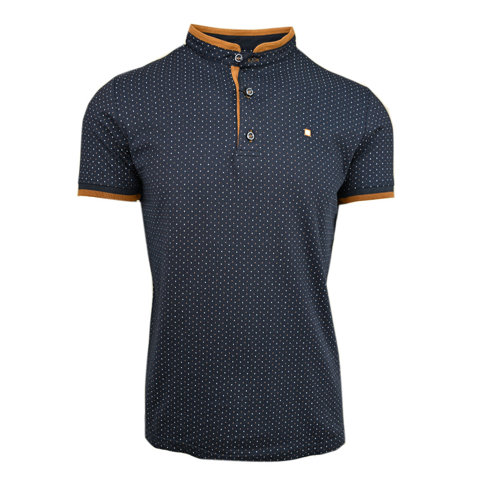 Dunkelblaues Pikee-Poloshirt mit Stehkragen ⎪ Double Dots ⎪ Y.S. Original