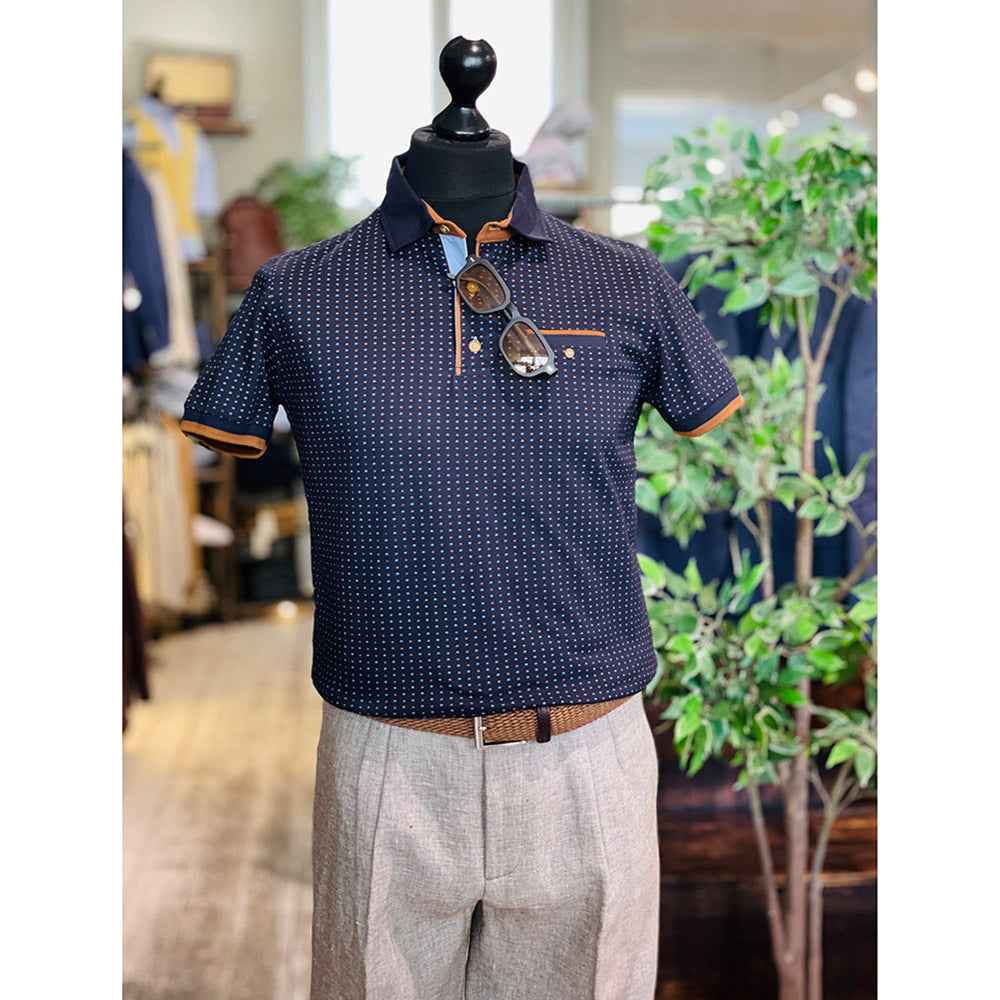 Dark navy patterned polo shirt ⎪ Double Dots ⎪ Y.S. Original
