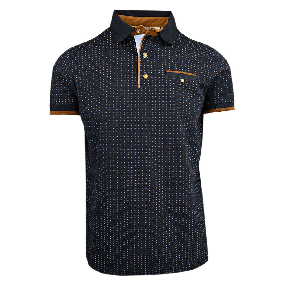 Dark navy patterned polo shirt ⎪ Double Dots ⎪ Y.S. Original