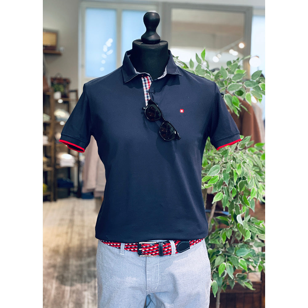 Dunkelblaues Poloshirt ⎪ Rotes Kariert ⎪ Y.S. Original