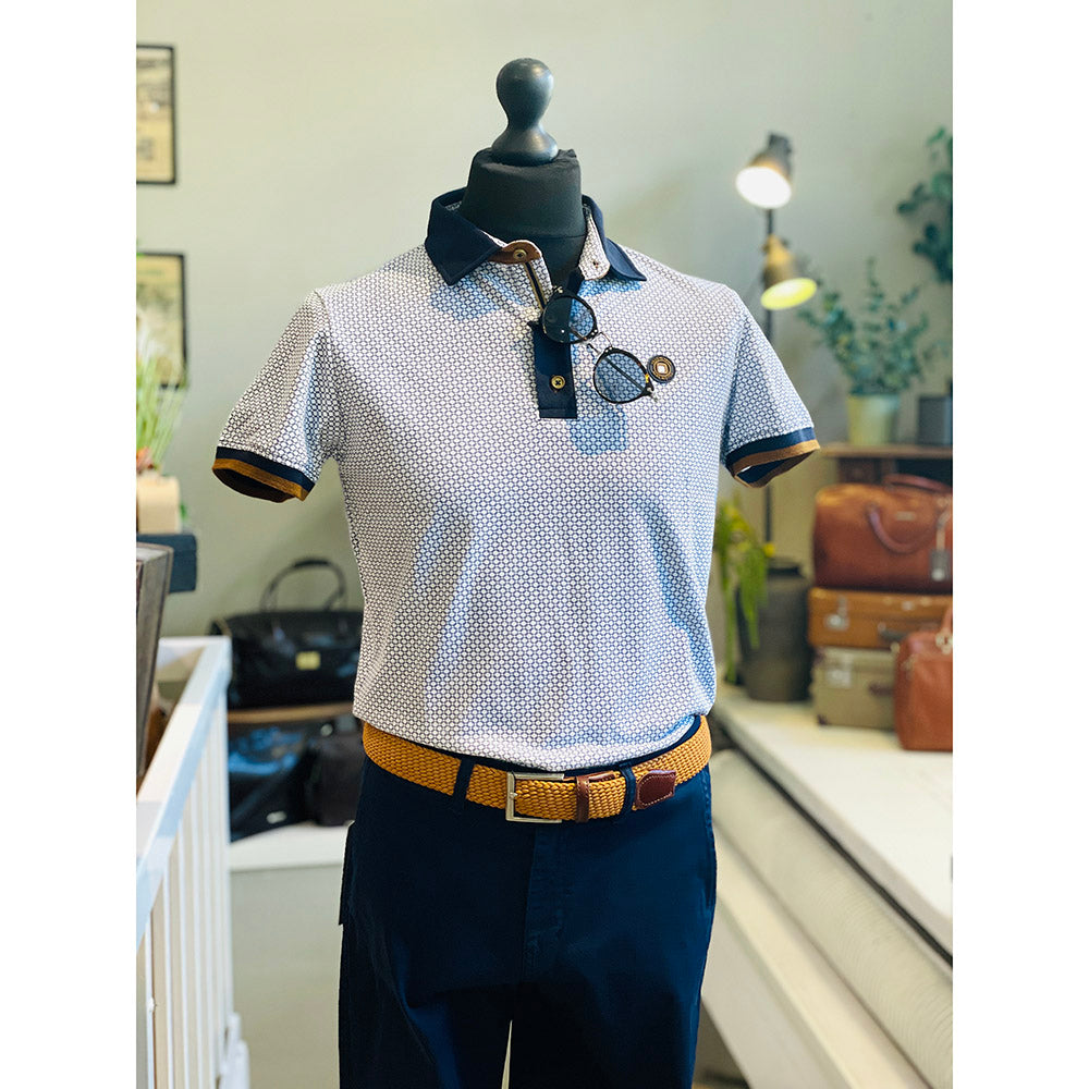 White patterned polo shirt ⎪ Printed ⎪ Y.S. Original