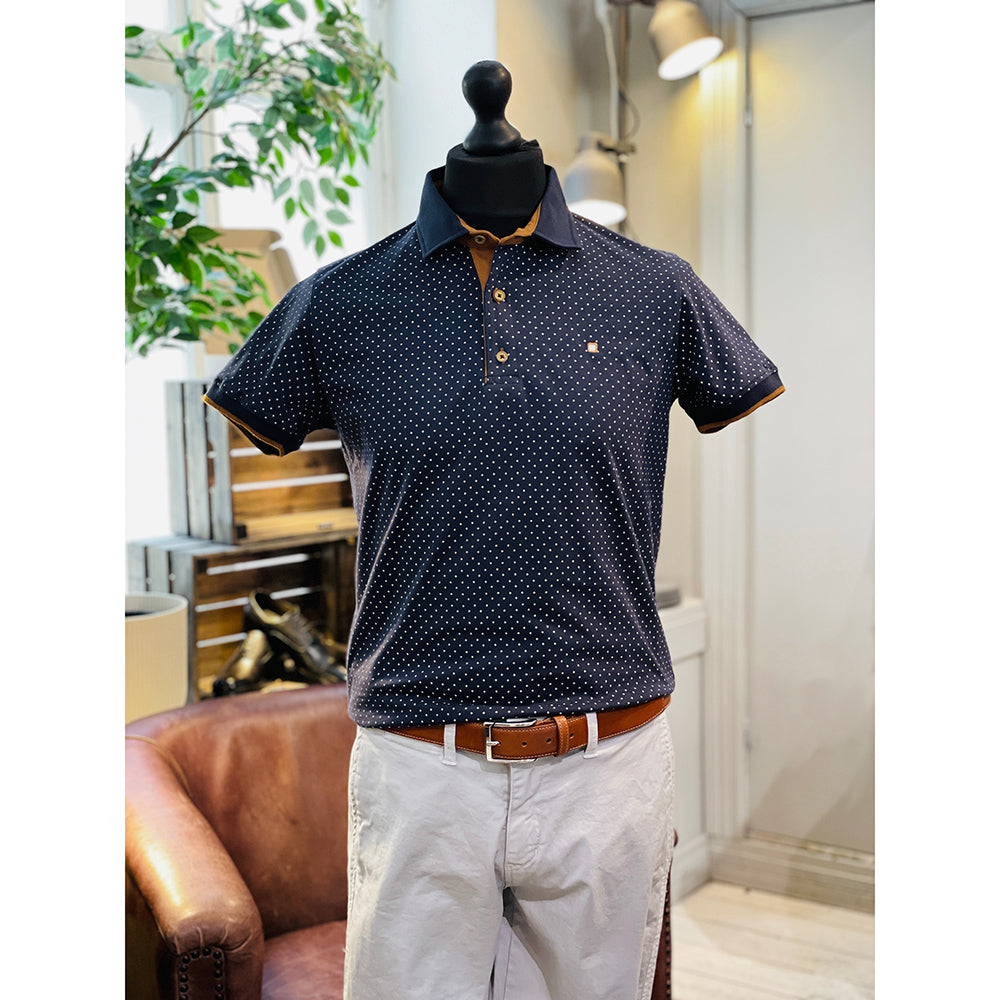 Dunkelblaues Poloshirt ⎪White Pattern ⎪ Y.S. Original