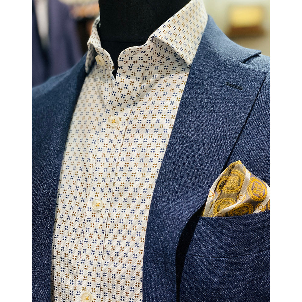 Valkoinen kauluspaita sinisellä / ruskealla kuviolla⎪ Ralph ⎪ Y.S. Original