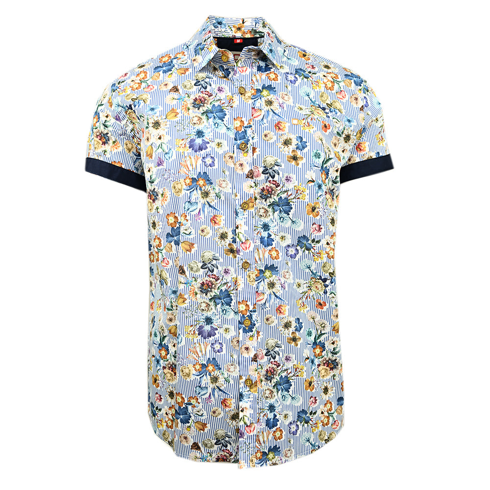 Kurzärmeliges florales Hemd mit Kragen ⎪ Slim Fit ⎪ Y.S. Original