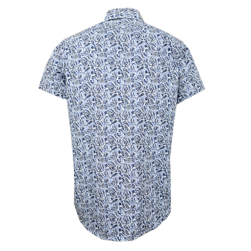 Short-sleeved collared shirt with a blue pattern ⎪ Regular Fit ⎪ Y.S. Original