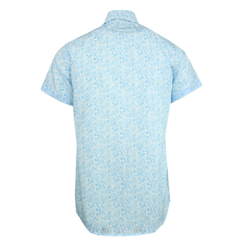 Short-Sleeved Collared Shirt with Light Blue Pattern ⎪ Regular Fit ⎪ Y.S. Original