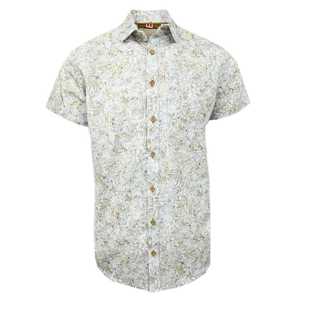 Short-sleeved beige patterned collared shirt ⎪ Regular Fit ⎪ Y.S. Original
