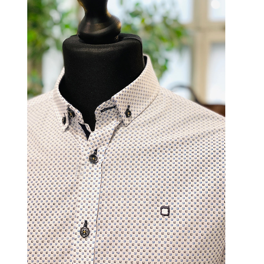 Weißes Hemd mit blauem Muster⎪ Pablo ⎪ Y.S. Original