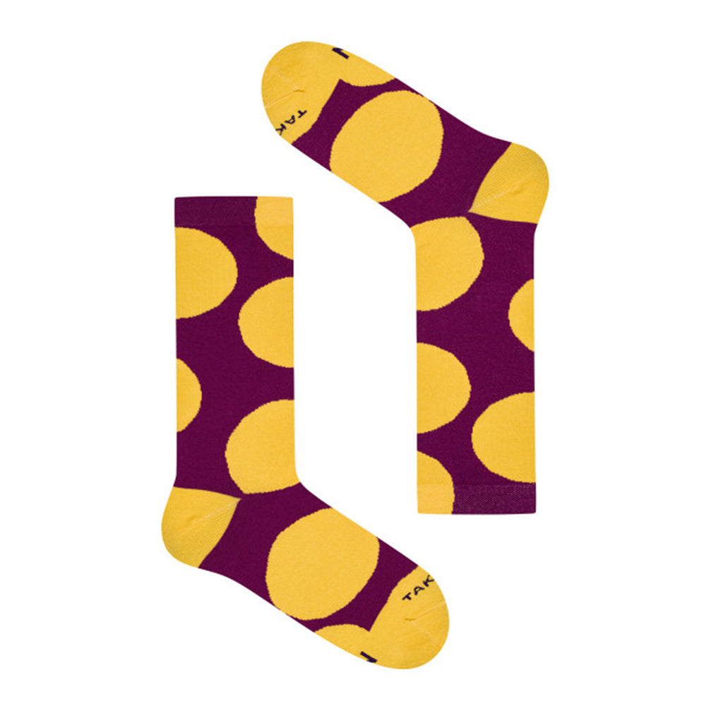 Violette Socken mit gelbem Punktmuster 3M1⎪ Takapara