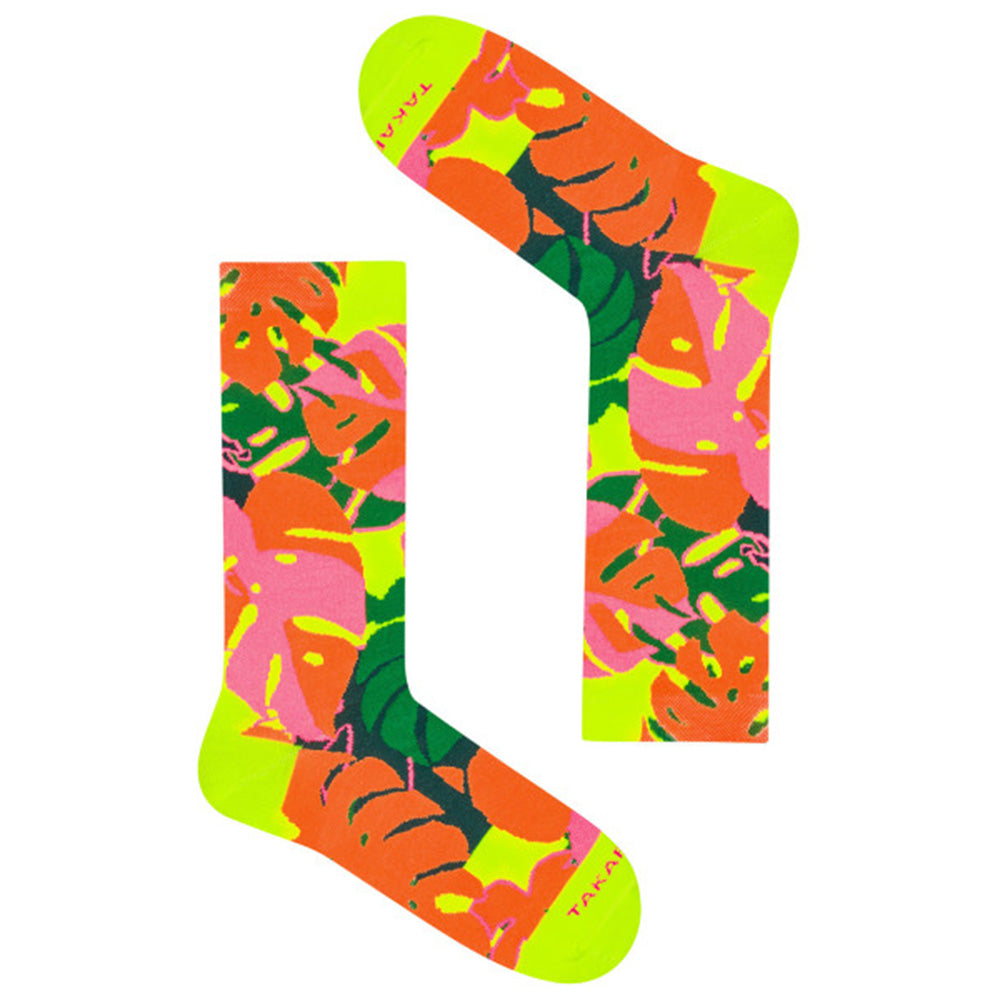 Neonfarbene Monstera-Socken 90M3⎪ Takapara