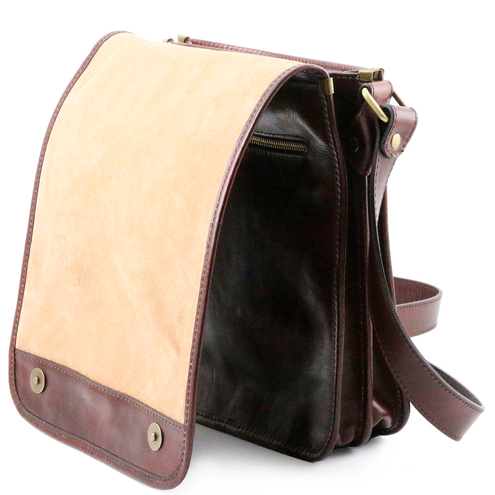 Dunkelbraune Messenger-Ledertasche ⎪ TL