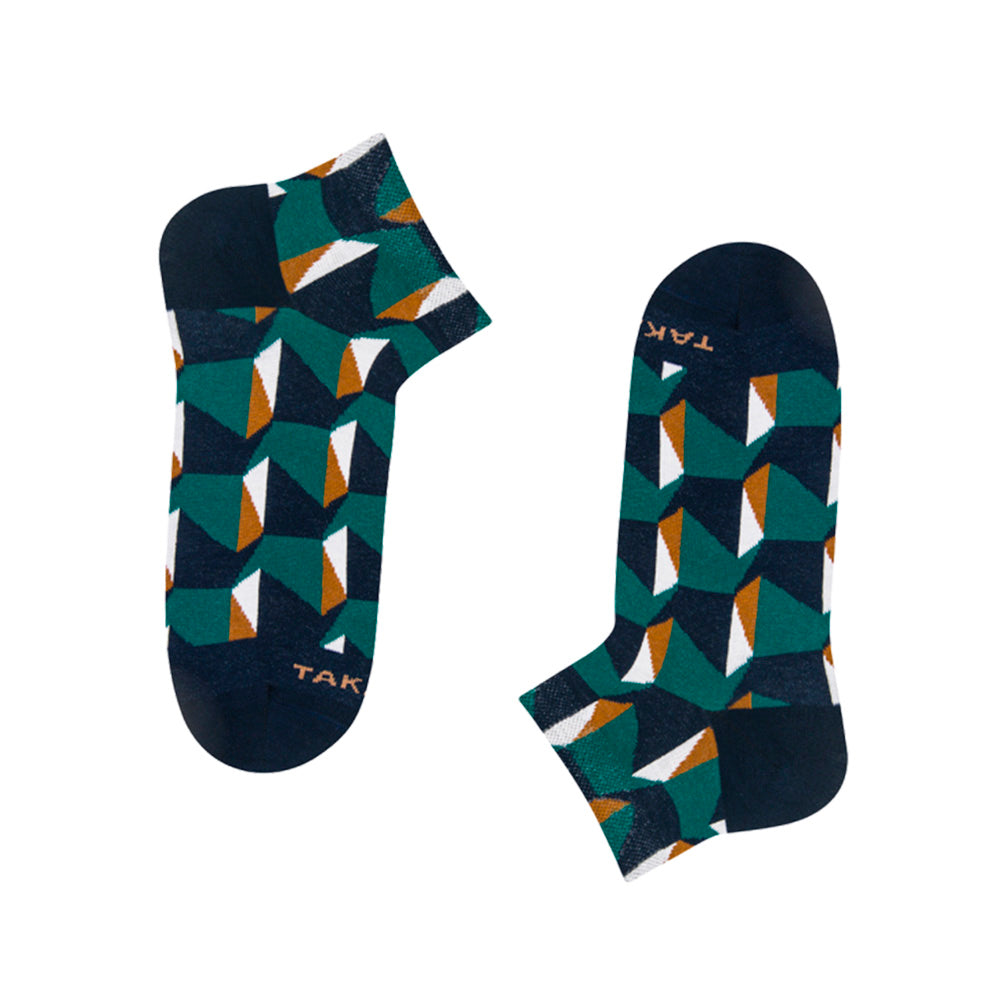 Green Patterned Ankle Socks N15M4⎪ Takapara