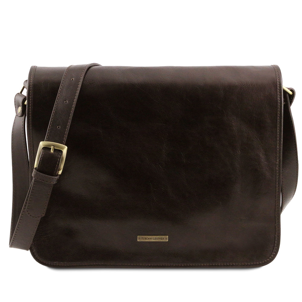 Große dunkelbraune Messenger-Tasche⎪ Tuscany Leather