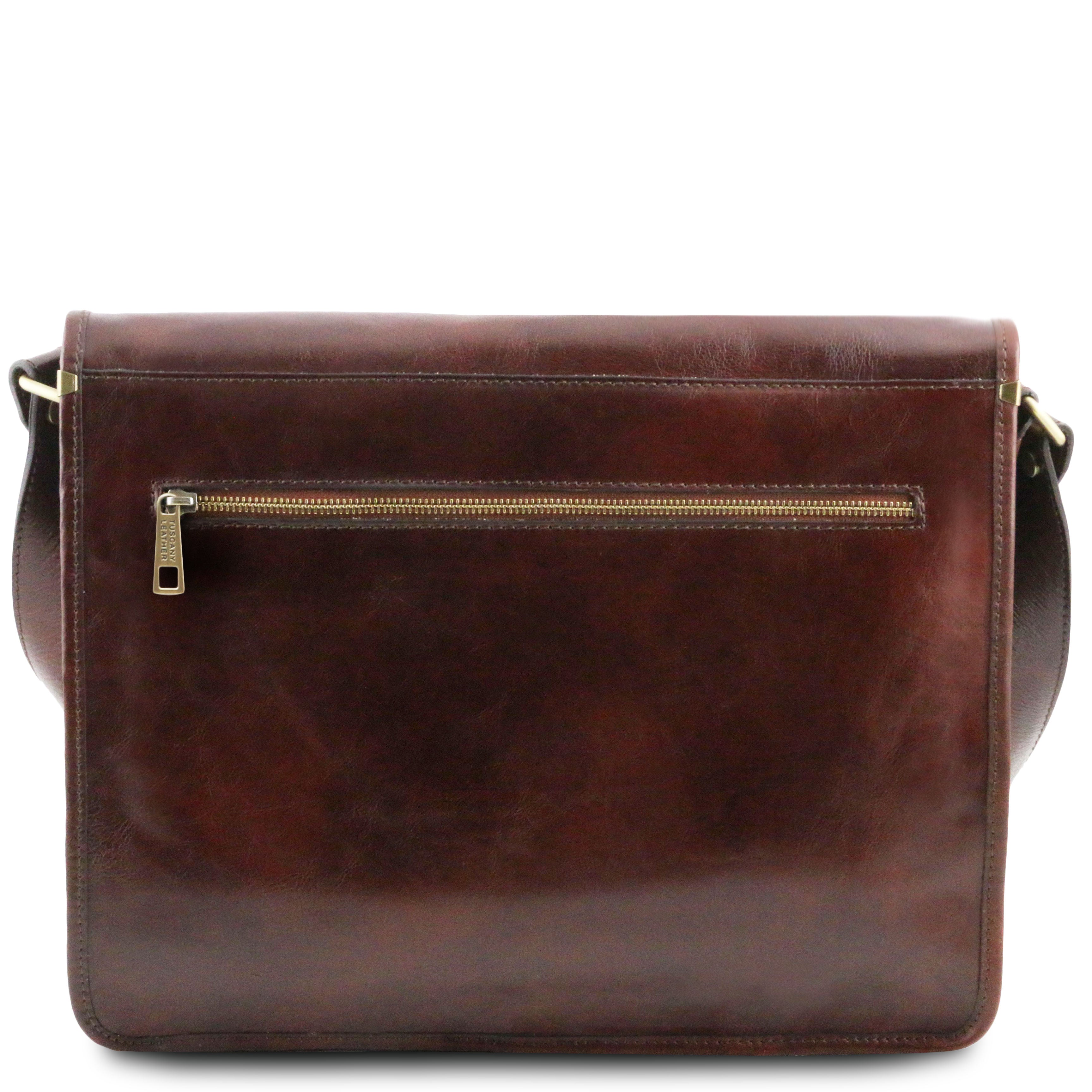Stor brun messenger väska⎪ Tuscany Leather
