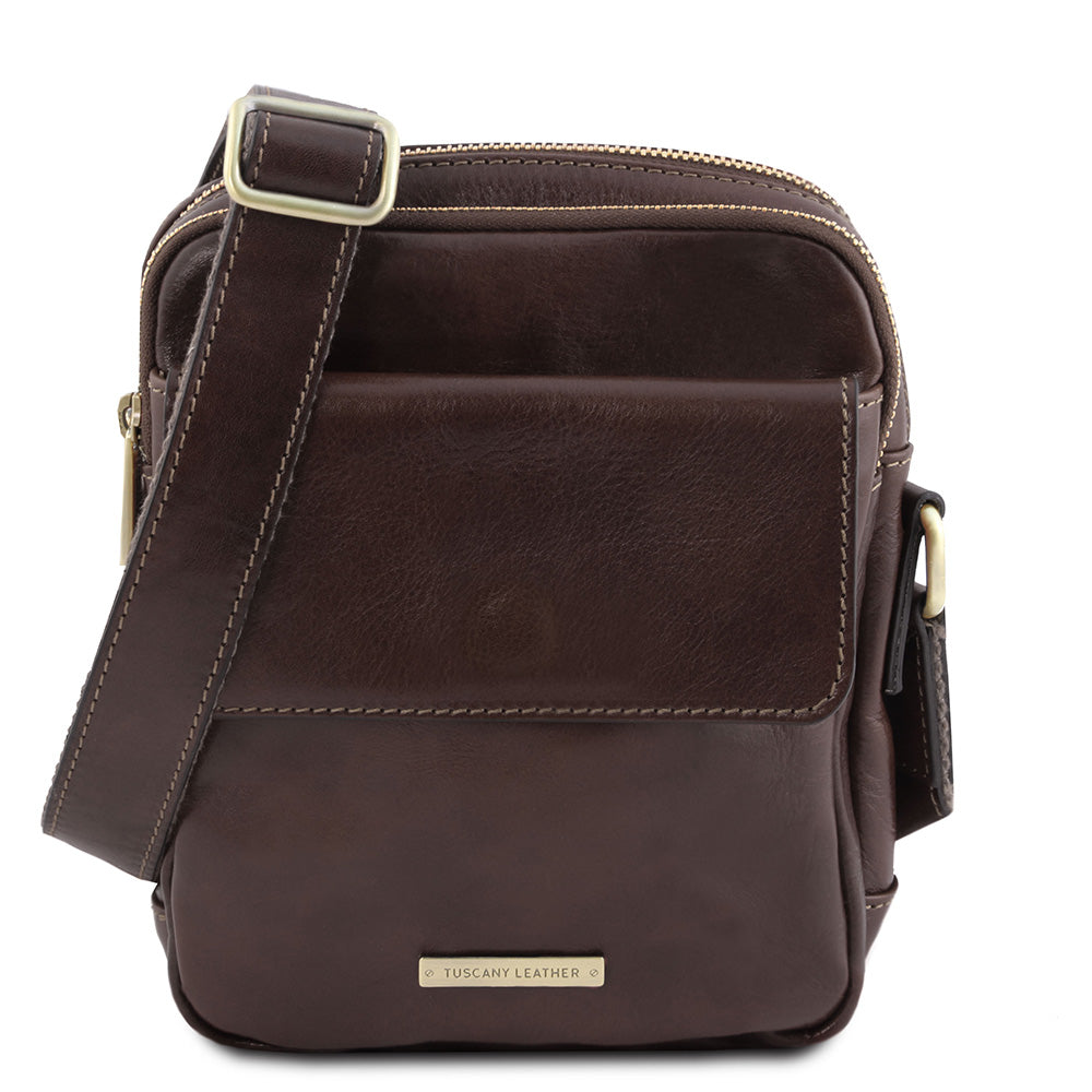 Pieni tummanruskea messenger nahkalaukku ⎪ Larry ⎪ Tuscany Leather