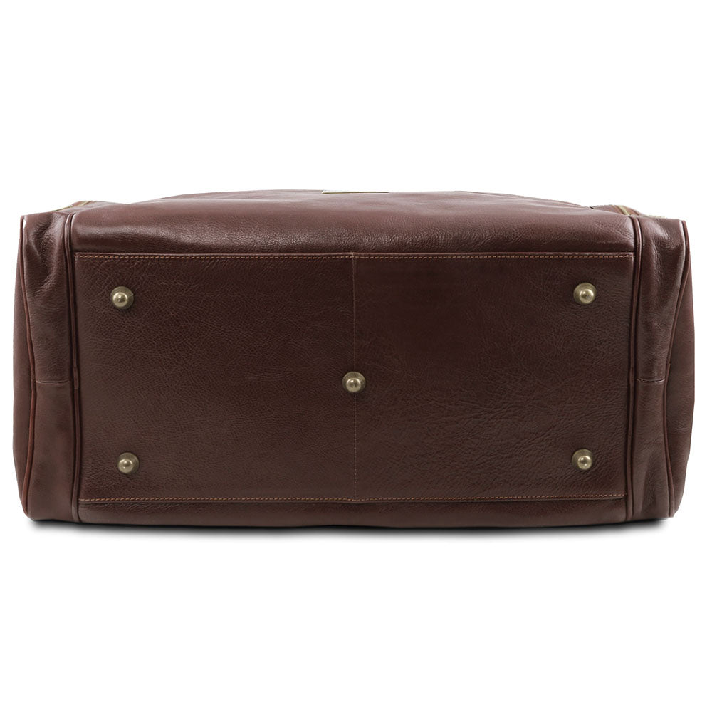 Dunkelbraune Ledertasche mit Seitentaschen⎪ TL