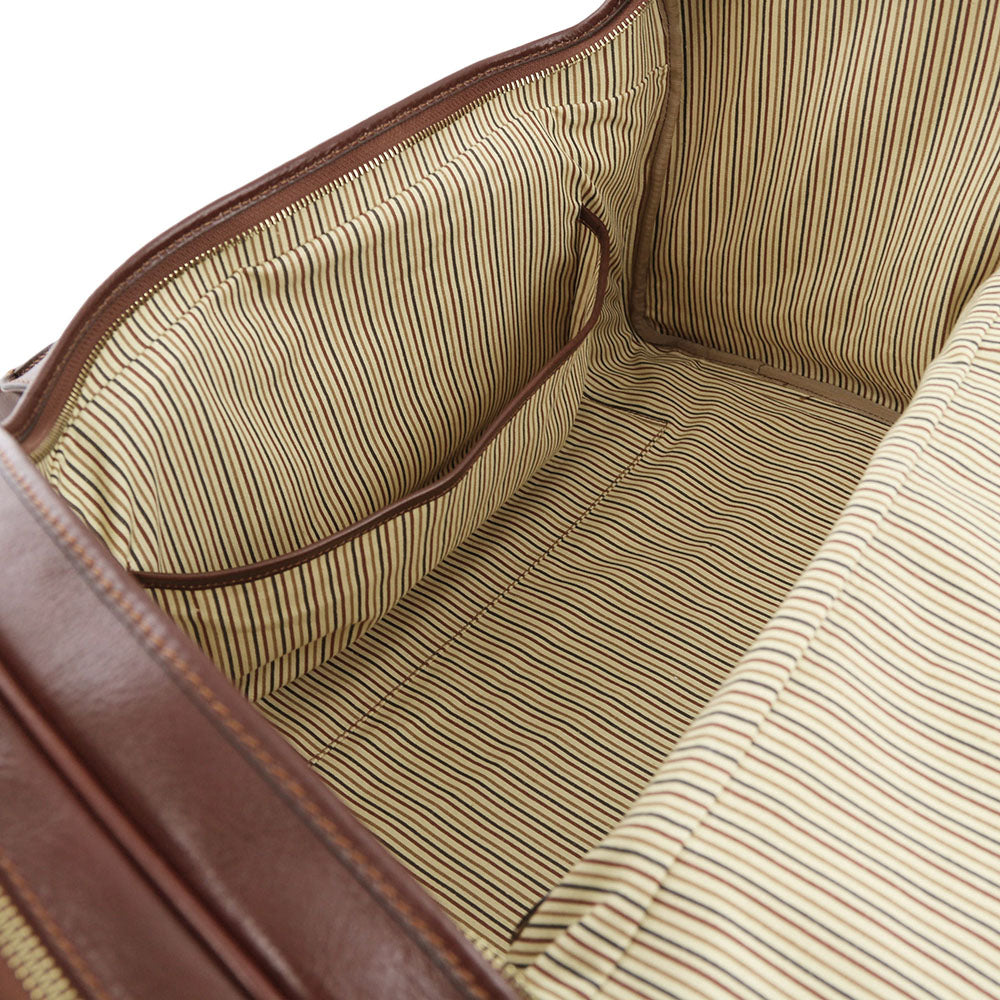 Dark brown leather bag with side pockets⎪ TL