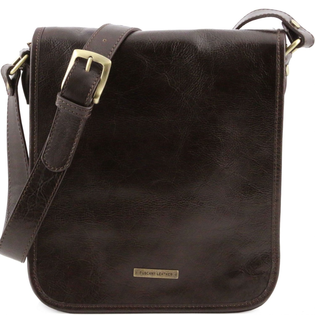 Dunkelbraune Messenger-Ledertasche ⎪ TL