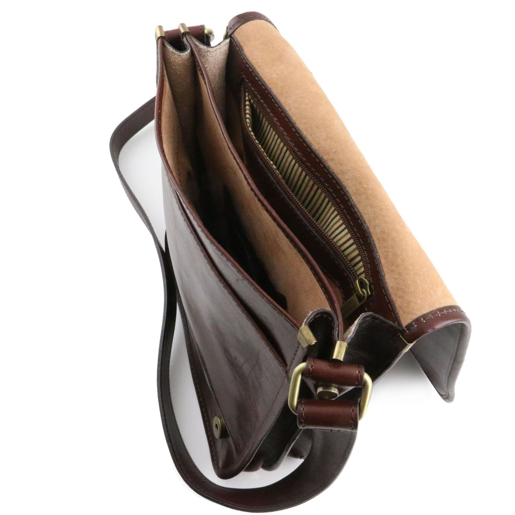 Dunkelbraune Messenger-Ledertasche ⎪ TL