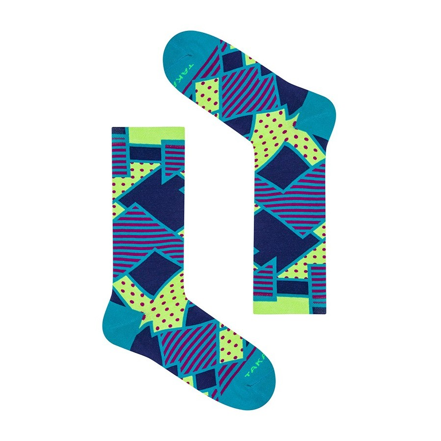 Blau-grüne gemusterte Socken U5M8 ⎪Takapara
