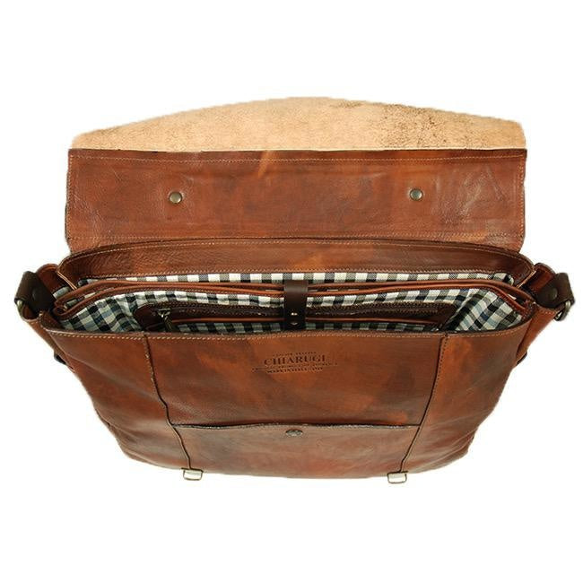 Große braune Ledertasche 17" ⎪ Old Tuscany ⎪ Chiarugi