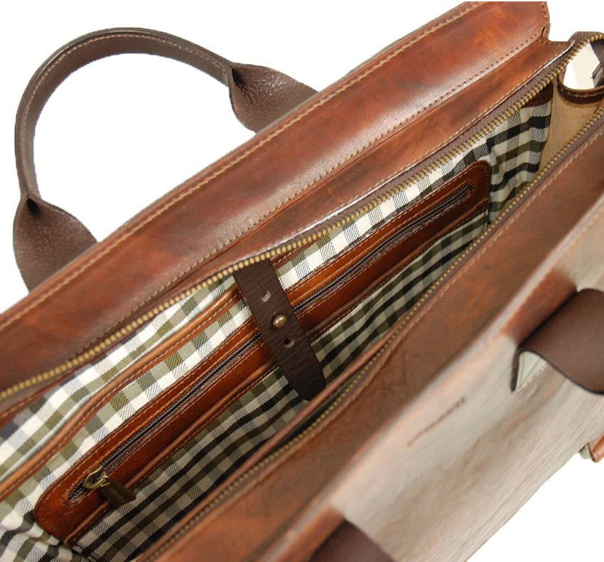 Brun läderportfölj 15" ⎪ Old Tuscany ⎪ Chiarugi